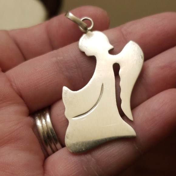 Vintage Jewelry - Vtg Sterling Taxco Angel Pendant